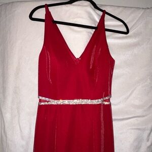 Xscape Vibrant Red V-Neck Gown